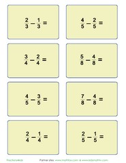 Subtraction of fractions horizontally arranged